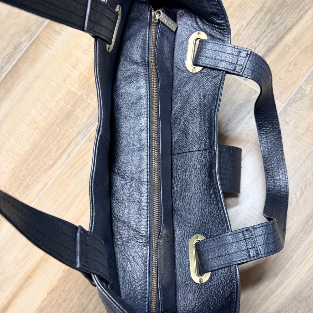 A.P.C. Black Pebbled Leather Structured Tote Shoulder Bag Gold Hardware - Picture 14 of 16